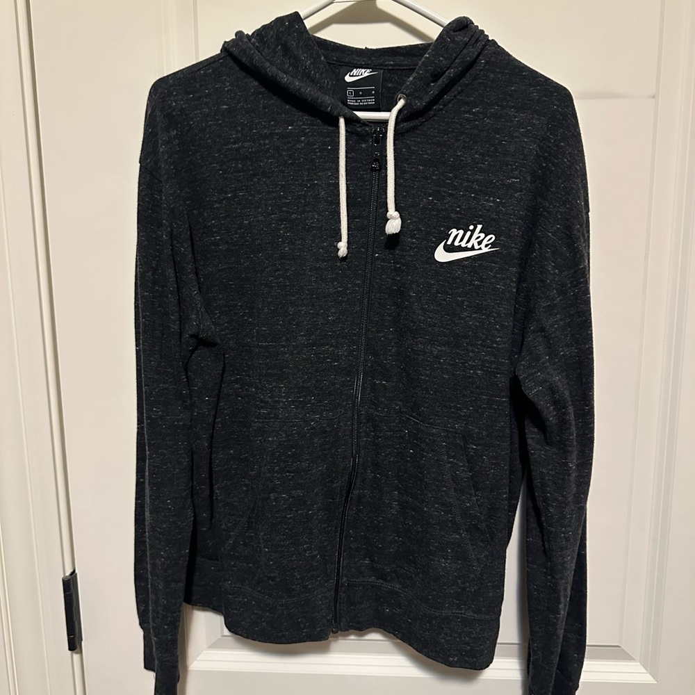 Women’s Nike Full Zip Hoodie Gray Lightweight Large Zipper Pockets